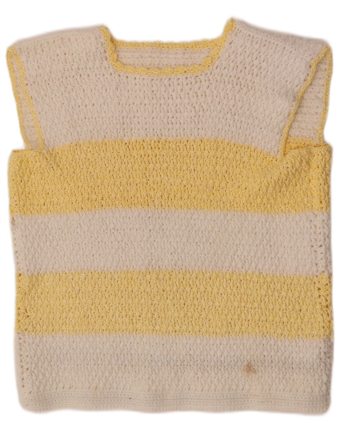 Vintage Dame Vest Tank Top UK 14 Medium Hvid Stribet