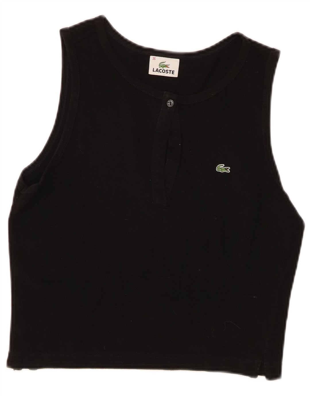Lacoste Womens Crop Vest Top Størrelse 36 Lille sort bomuld