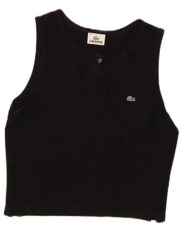 Lacoste Womens Crop Vest Top Størrelse 36 Lille sort bomuld