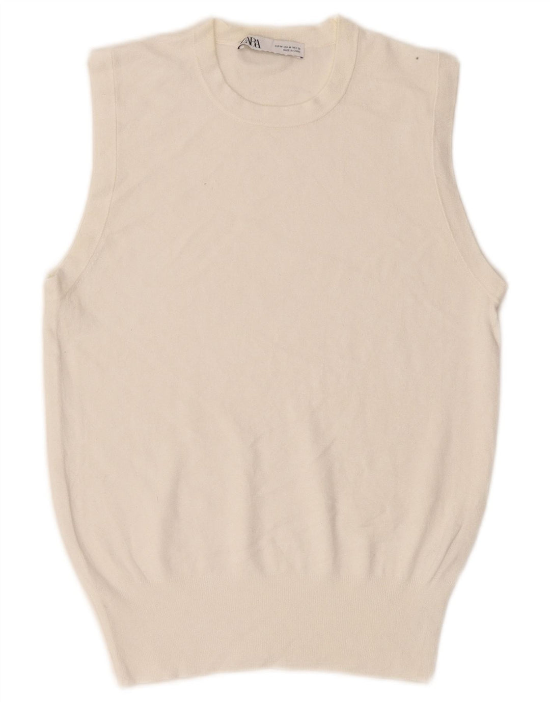 Zara Dame Vest Tank Top UK 12 Medium Off White Viscose