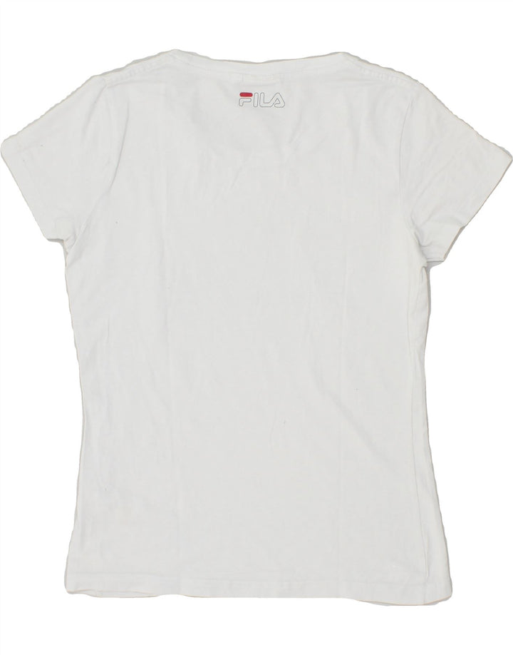 FILA Womens Graphic T-Shirt Top UK 6 XS Grey | Vintage Fila | Thrift | Second-Hand Fila | Used Clothing | Messina Hembry 
