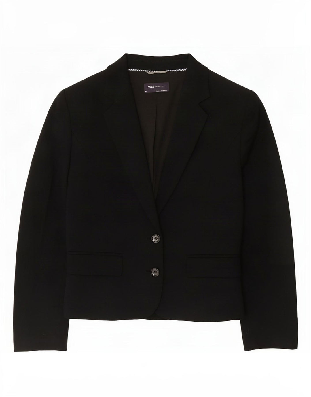 Marks & Spencer Dame 2-knaps blazerjakke UK 14 Medium Sort Polyester