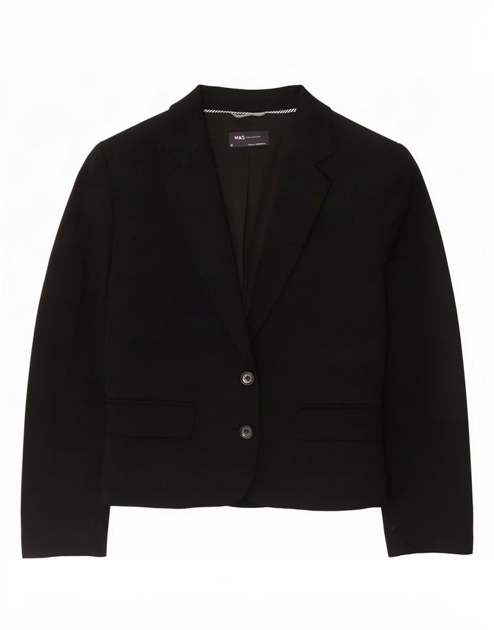Marks & Spencer Dame 2-knaps blazerjakke UK 14 Medium Sort Polyester