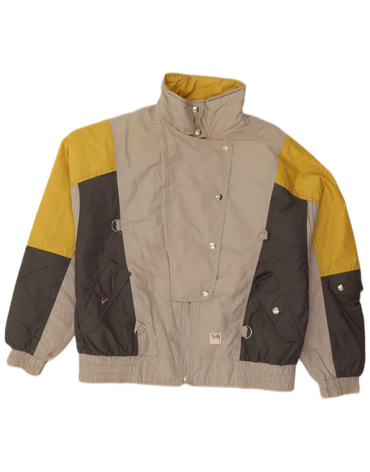 Vintage oversize skijakke til kvinder EU 40 Medium Grey Colourblock Polyamid