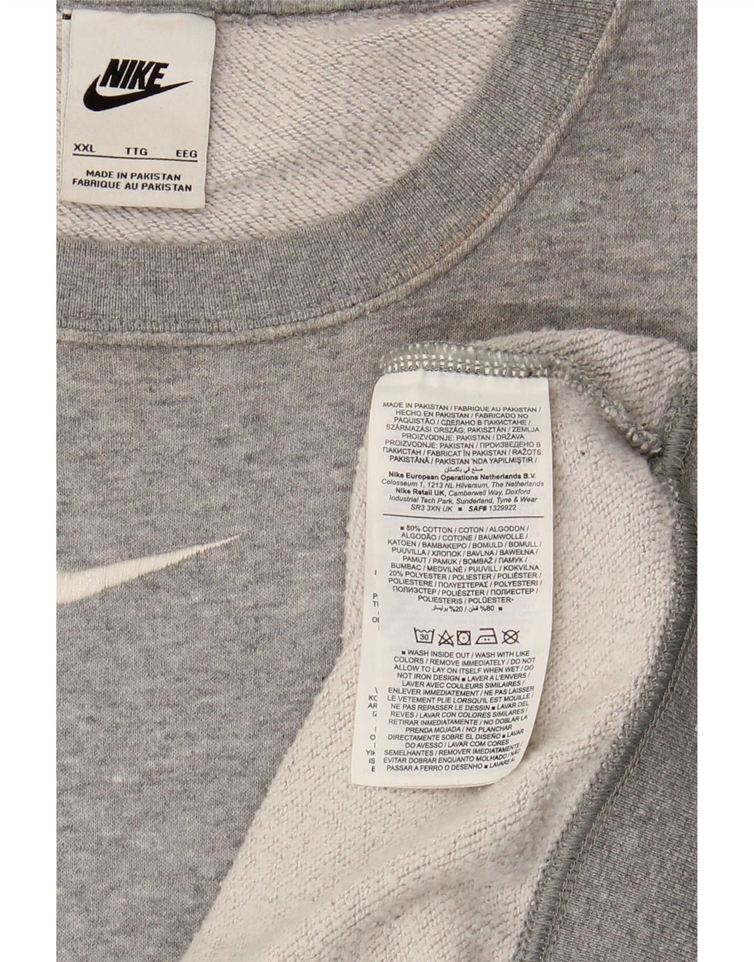 NIKE Loose Fit Sweatshirt Jumper 2XL Grå Bomuld