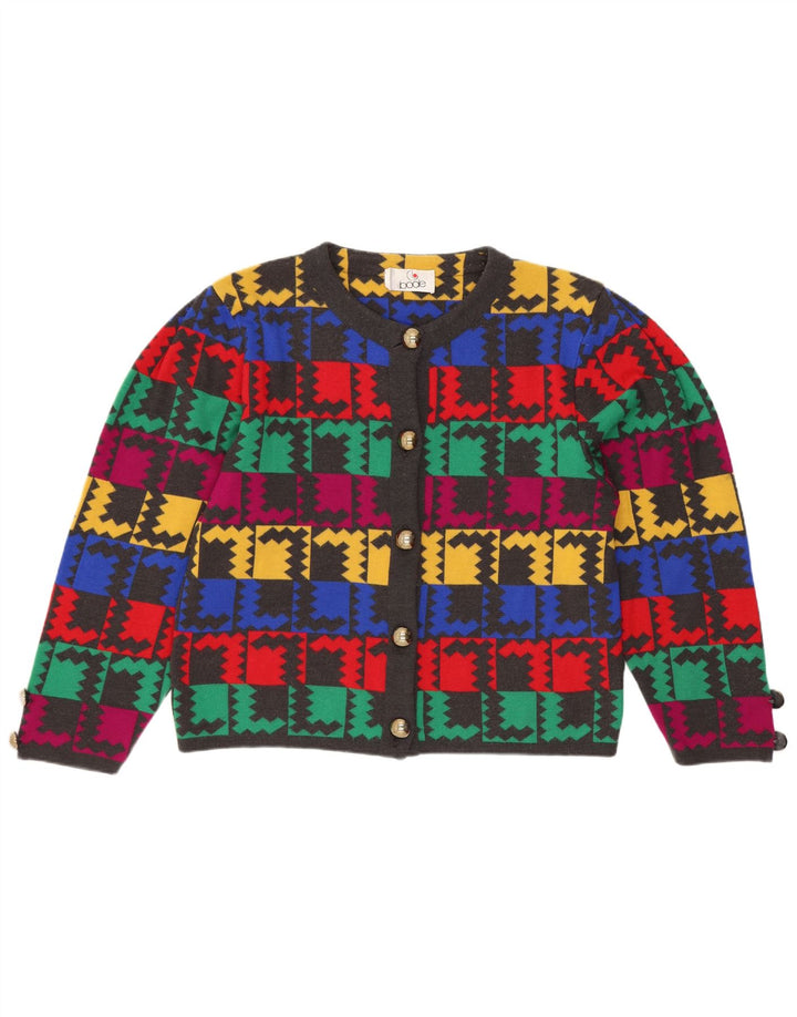 Bode Womens Crop Cardigan Sweater UK 14 Medium Multicolored Geometric