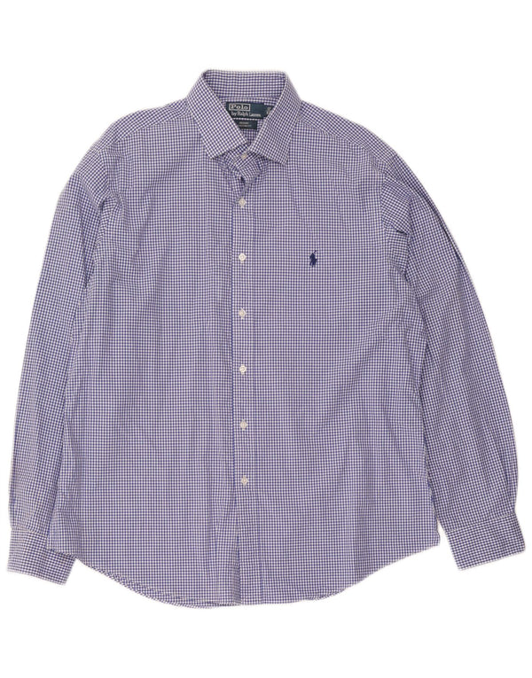 Polo Ralph Lauren Mens Regent Custom Fit Shirt Size 43 17 XL Blue Gingham