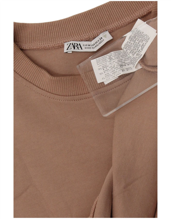 Zara Dame Oversized Sweatshirt Jumper UK 14 Medium Beige Bomuld