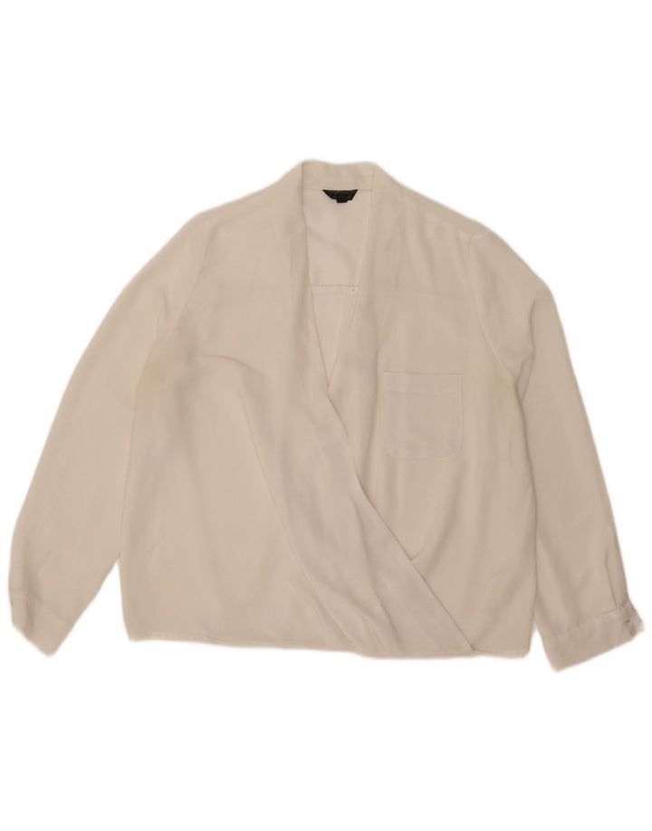 Topshop Dame Langærmet Bluse Top UK 12 Medium White Polyester