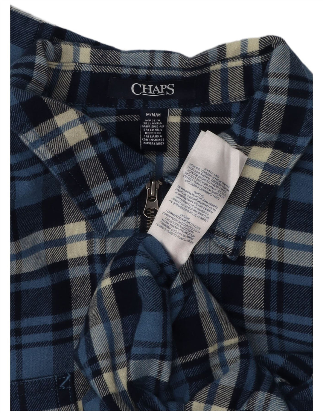 CHAPS Dame Flannel Pullover Shirt UK 14 Medium Blue Ternet Bomuld