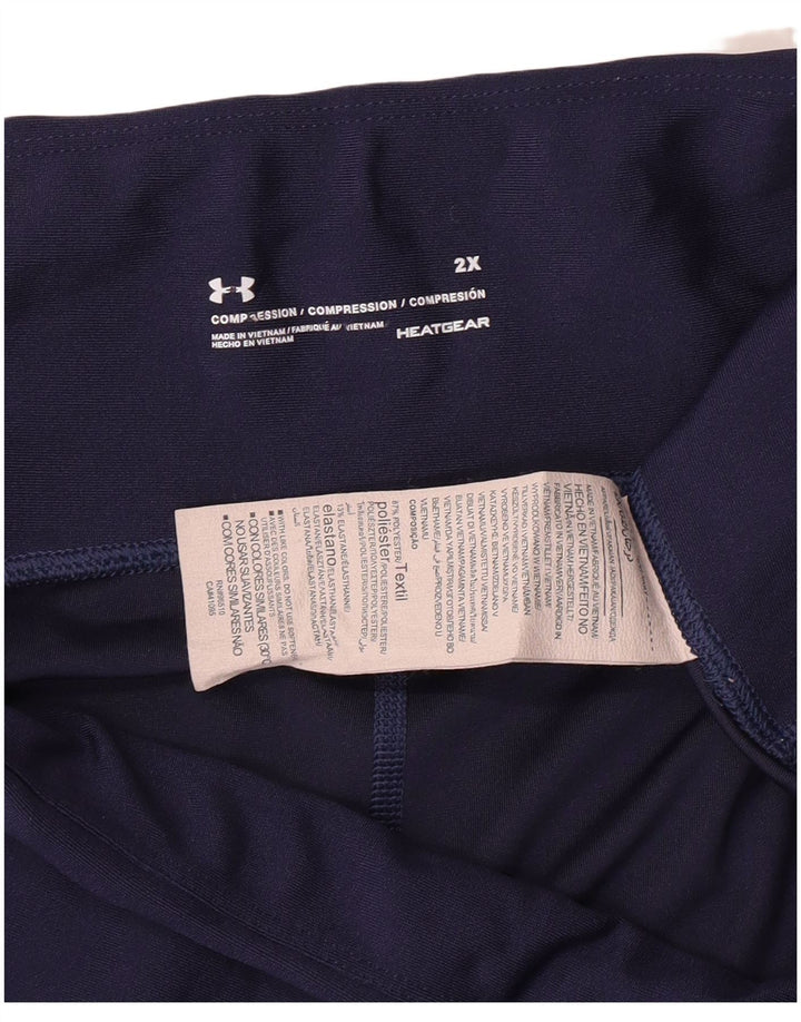 Under Armour Dame Compression Capri Leggings UK 20 2XL Navy Blue Sports