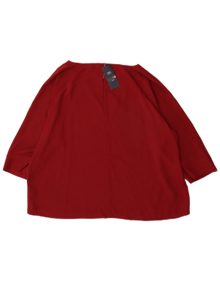 Marks & Spencer Dame 3/4-ærmet blusetop UK 22 2XL Burgundy Polyester