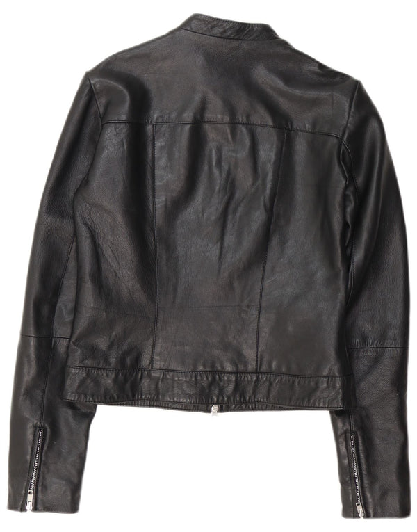 Vintage læderjakke til kvinder UK 14 Medium sort læder