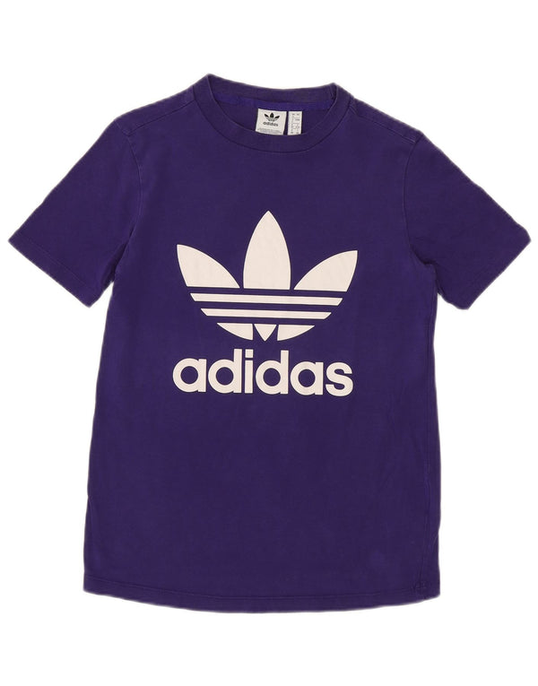 ADIDAS Grafisk T-shirt top til kvinder UK 4 XS Lilla bomuld