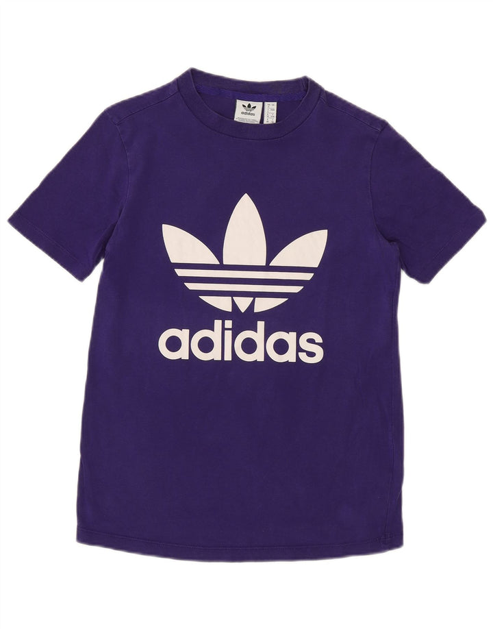 ADIDAS Grafisk T-shirt top til kvinder UK 4 XS Lilla bomuld