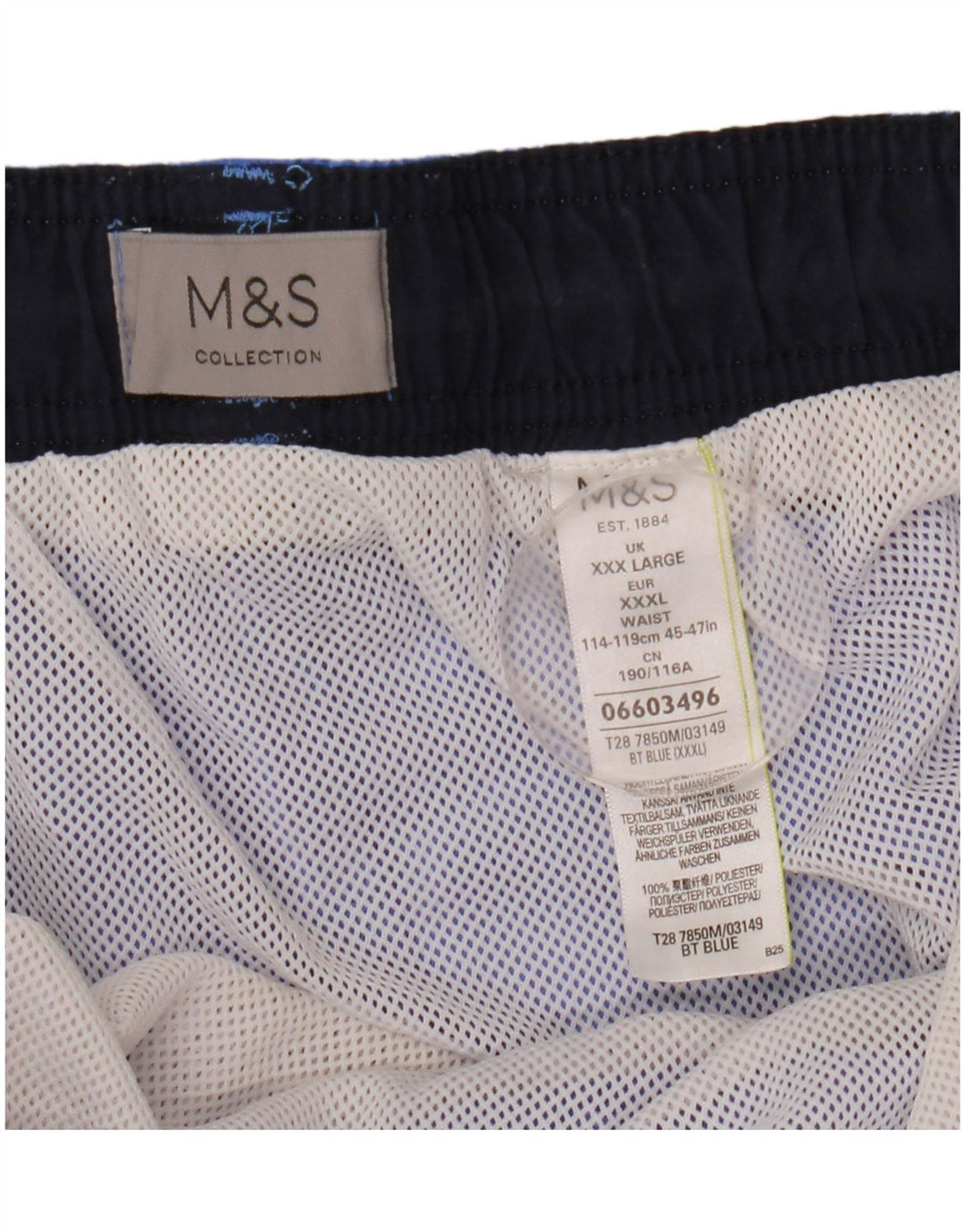 Marks & Spencer Badeshorts til mænd 3XL blå polyester