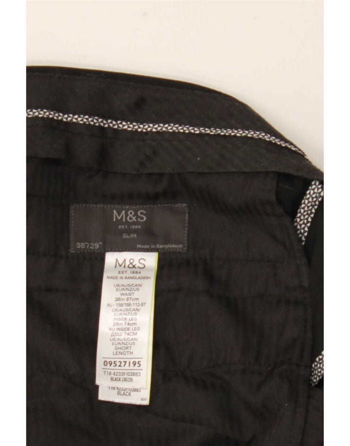 Marks & Spencer Herre Slim Suit Bukser W38 L29 Sort Polyester