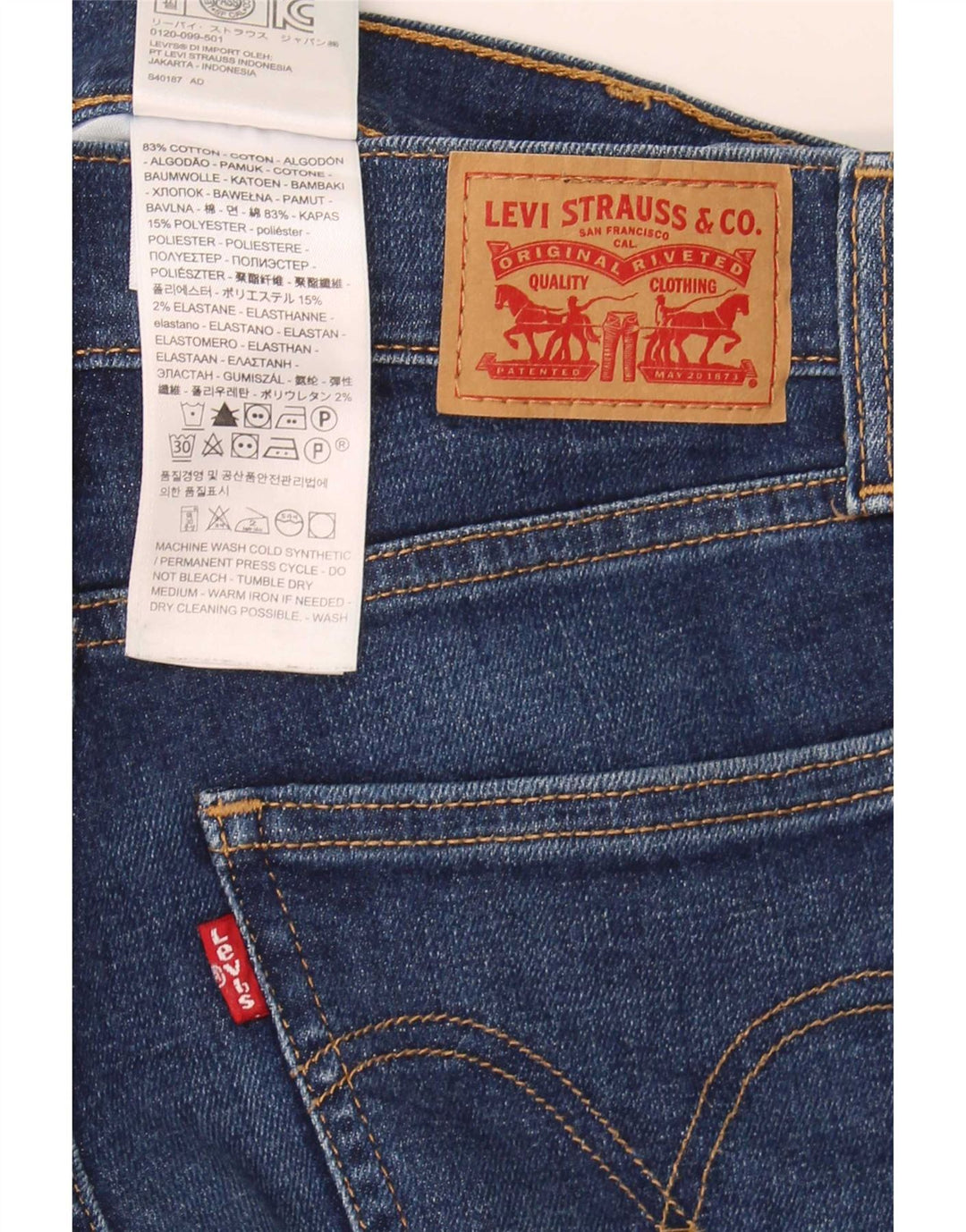 Levi's denimshorts til kvinder W25 XS Marineblå bomuld