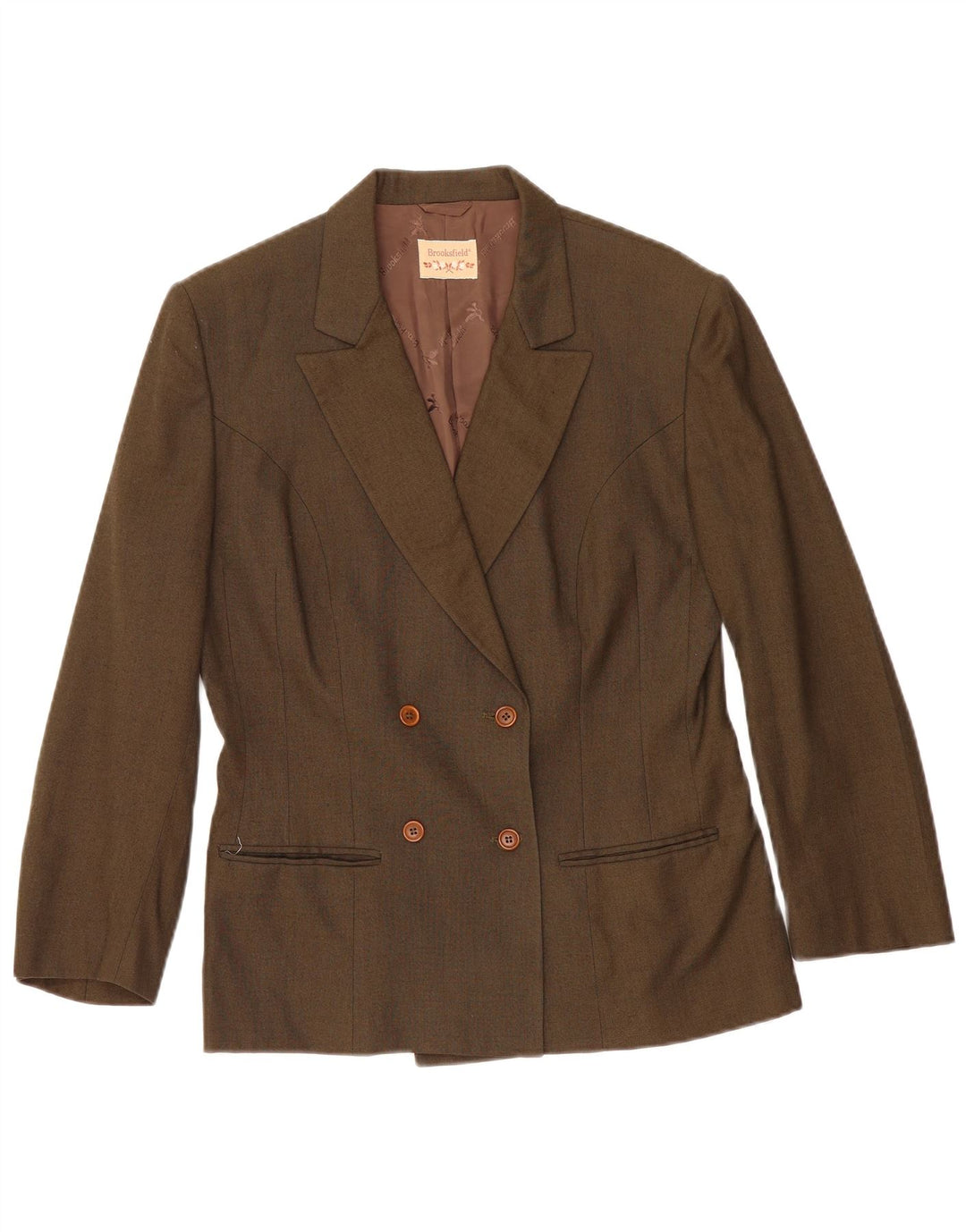 Brooksfield Dame Dobbeltradet Blazer Jacket IT 44 Medium Khaki Viscose