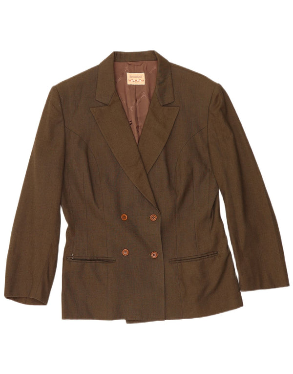 Brooksfield Dame Dobbeltradet Blazer Jacket IT 44 Medium Khaki Viscose