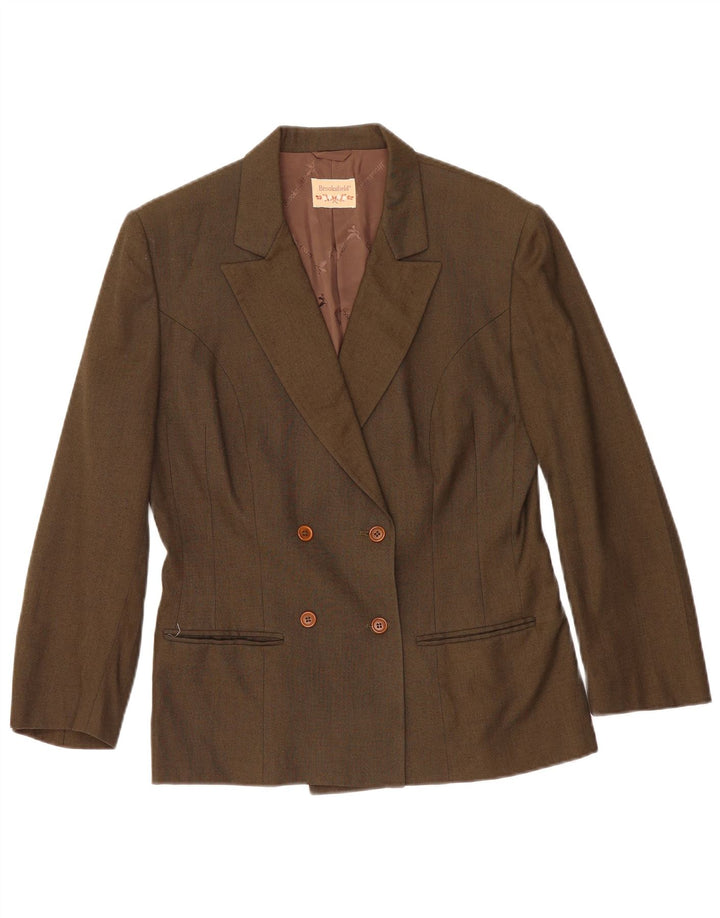 Brooksfield Dame Dobbeltradet Blazer Jacket IT 44 Medium Khaki Viscose