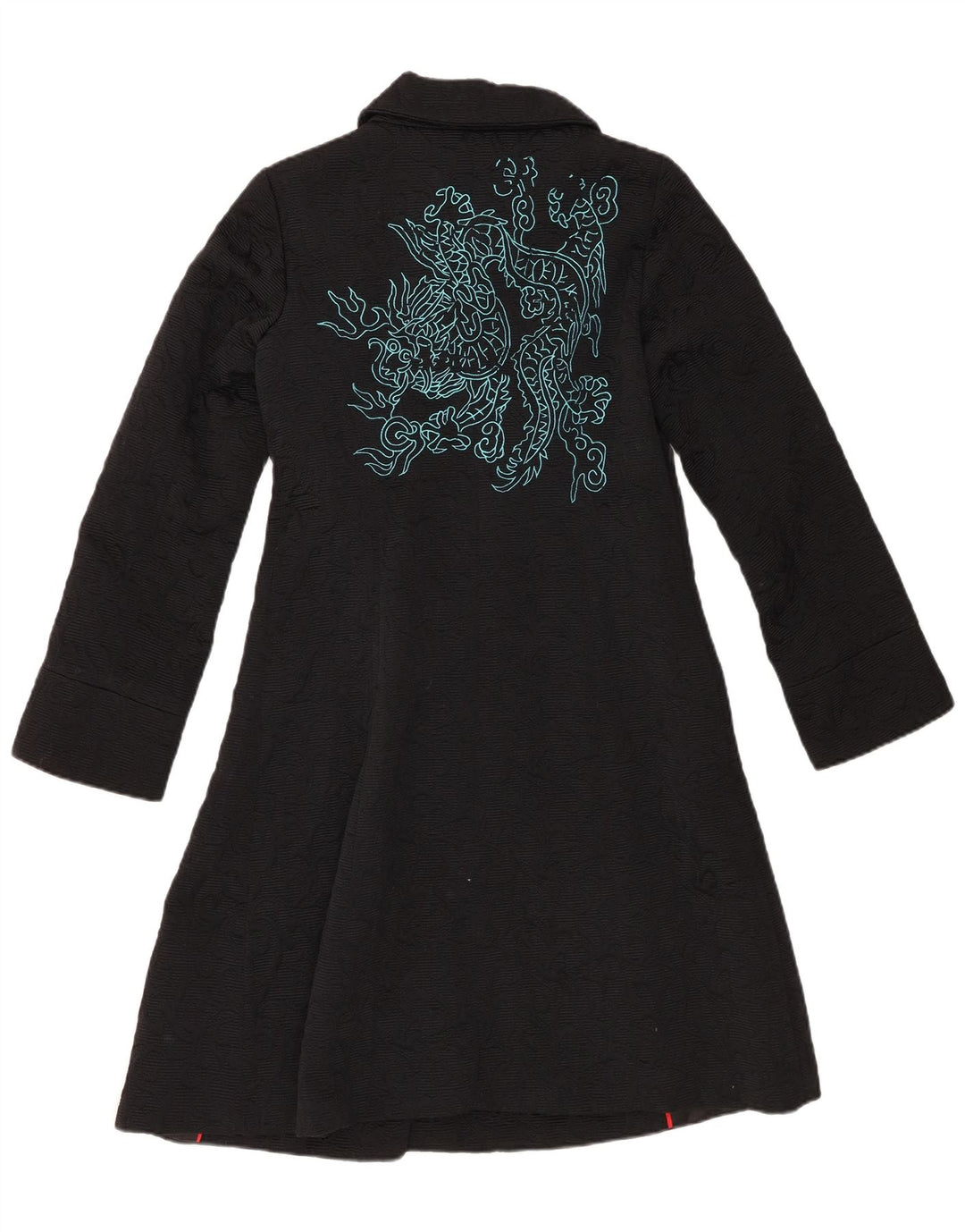 Desigual Dame Overfrakke EU 40 Medium Sort Geometrisk Bomuld
