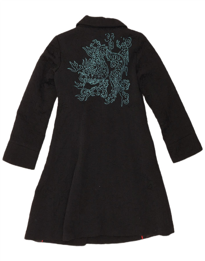 Desigual Dame Overfrakke EU 40 Medium Sort Geometrisk Bomuld