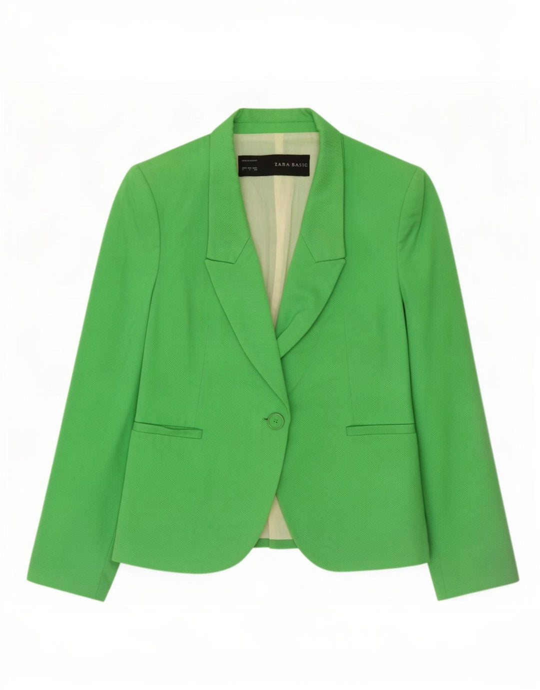 Zara Dame 1 Knap Blazer Jacket UK 10 Lille Grøn Bomuld