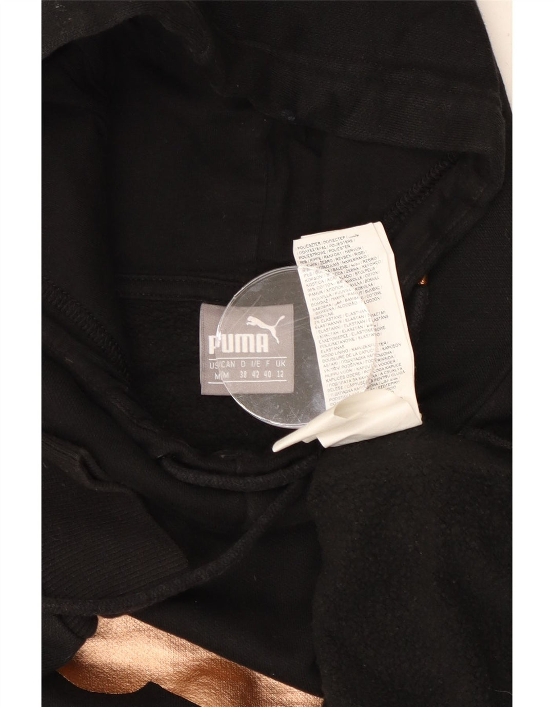 PUMA Oversized grafisk hættetrøjetrøje til kvinder UK 12 Medium Sort