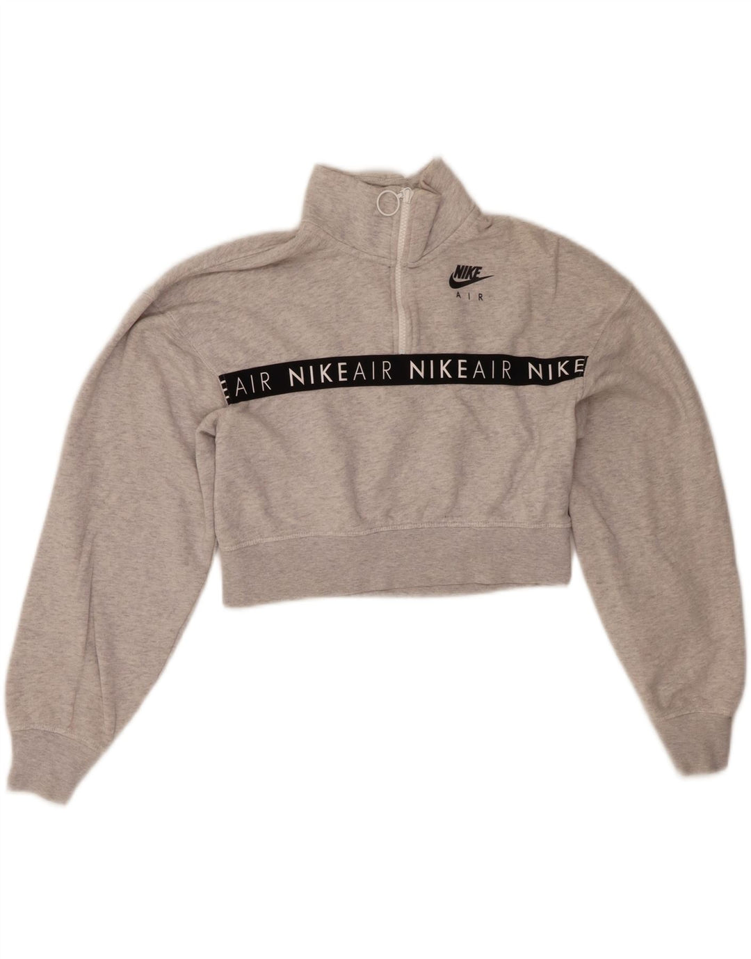 Nike Womens Graphic Crop Sweatshirt Jumper UK 6 XS Grå Bomuld