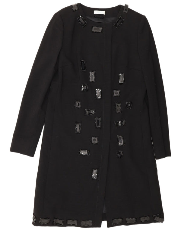 Emilio Pucci Dame Longline Blazer Jacket UK 14 Medium Black Virgin Wool