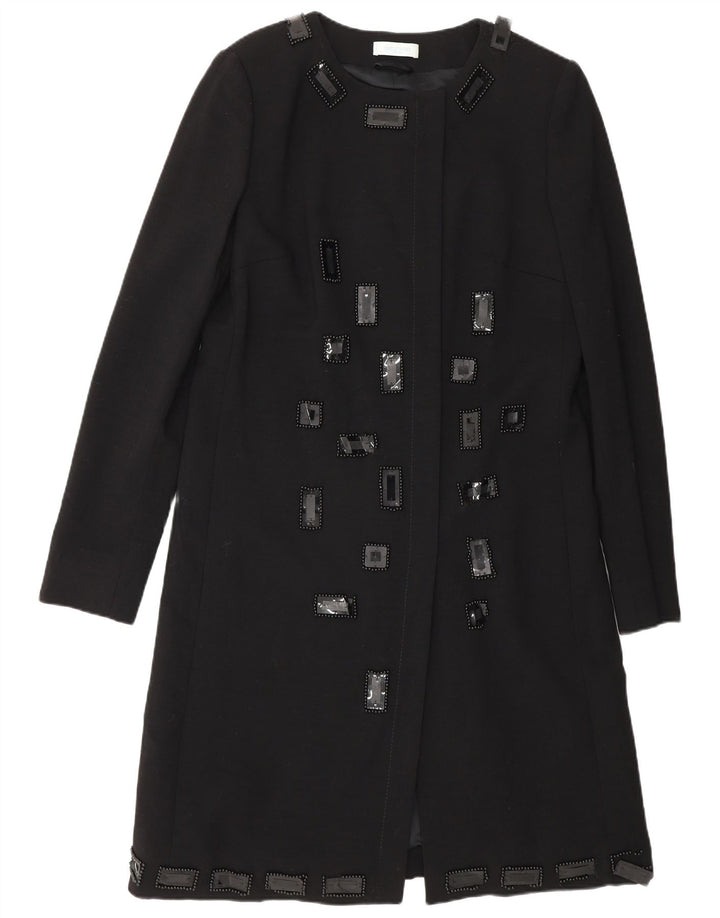 Emilio Pucci Dame Longline Blazer Jacket UK 14 Medium Black Virgin Wool