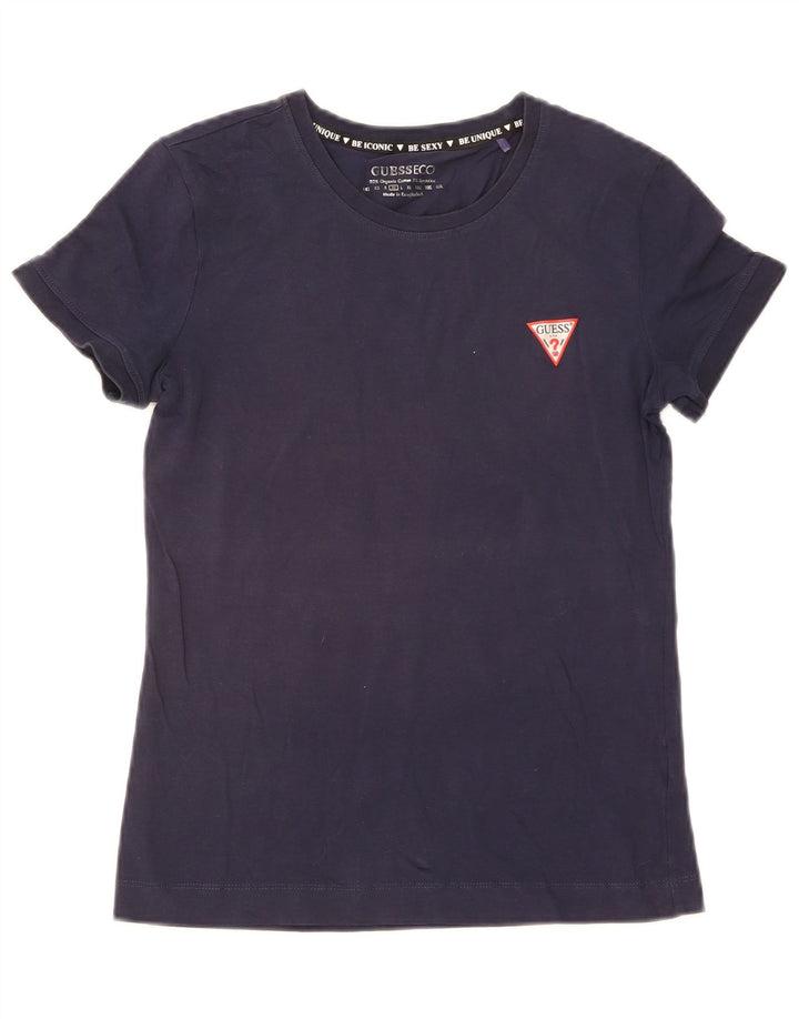 Guess T-shirt top til kvinder UK 12 Medium Navy Blue