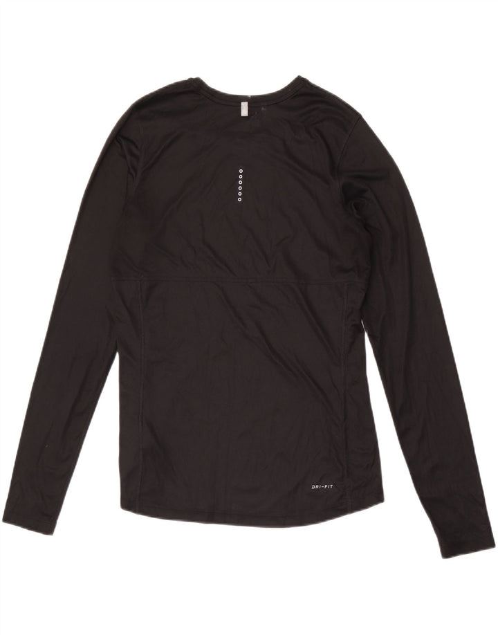 NIKE Dame Dri Fit Top Langærmet UK 12 Medium Sort Polyester