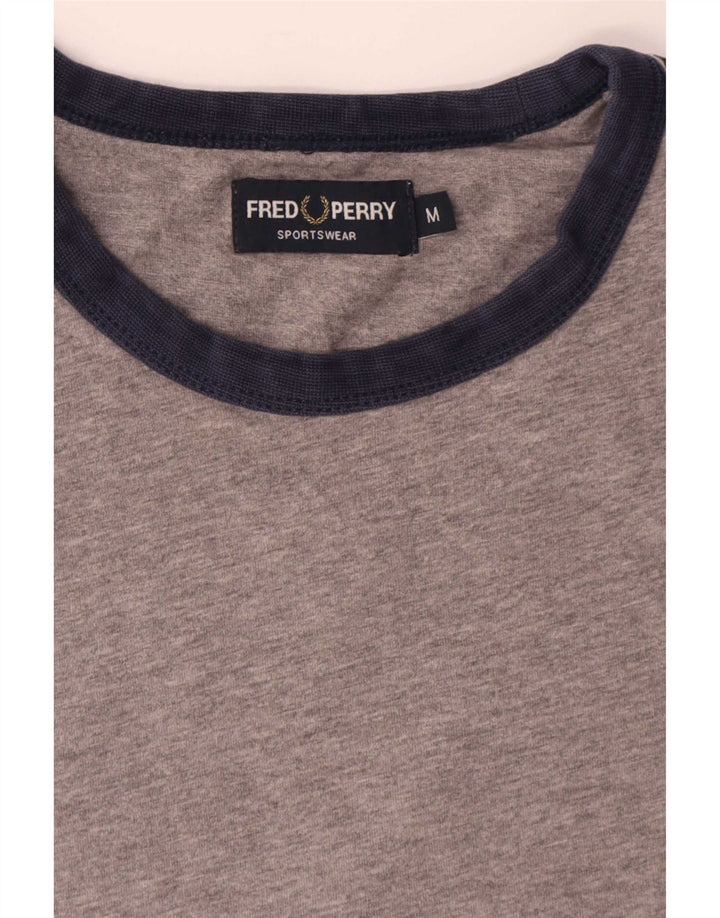 Fred Perry Herre grafisk T-shirt Top Medium Grey Flecked Bomuld