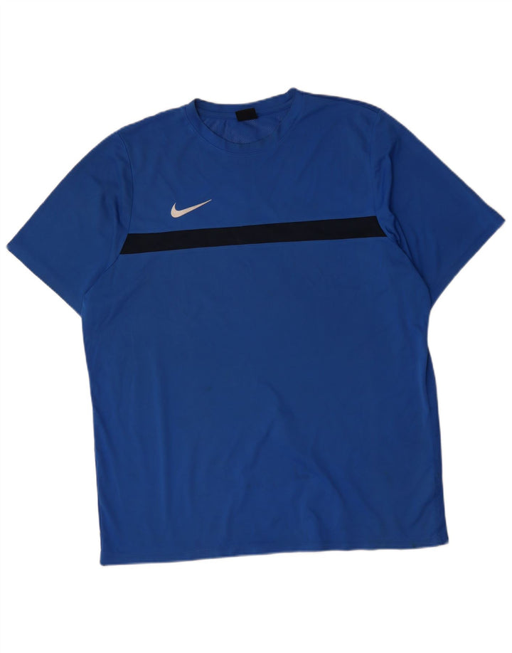 NIKE Herre Dri Fit T-Shirt Top 2XL Blå Colourblock Polyester