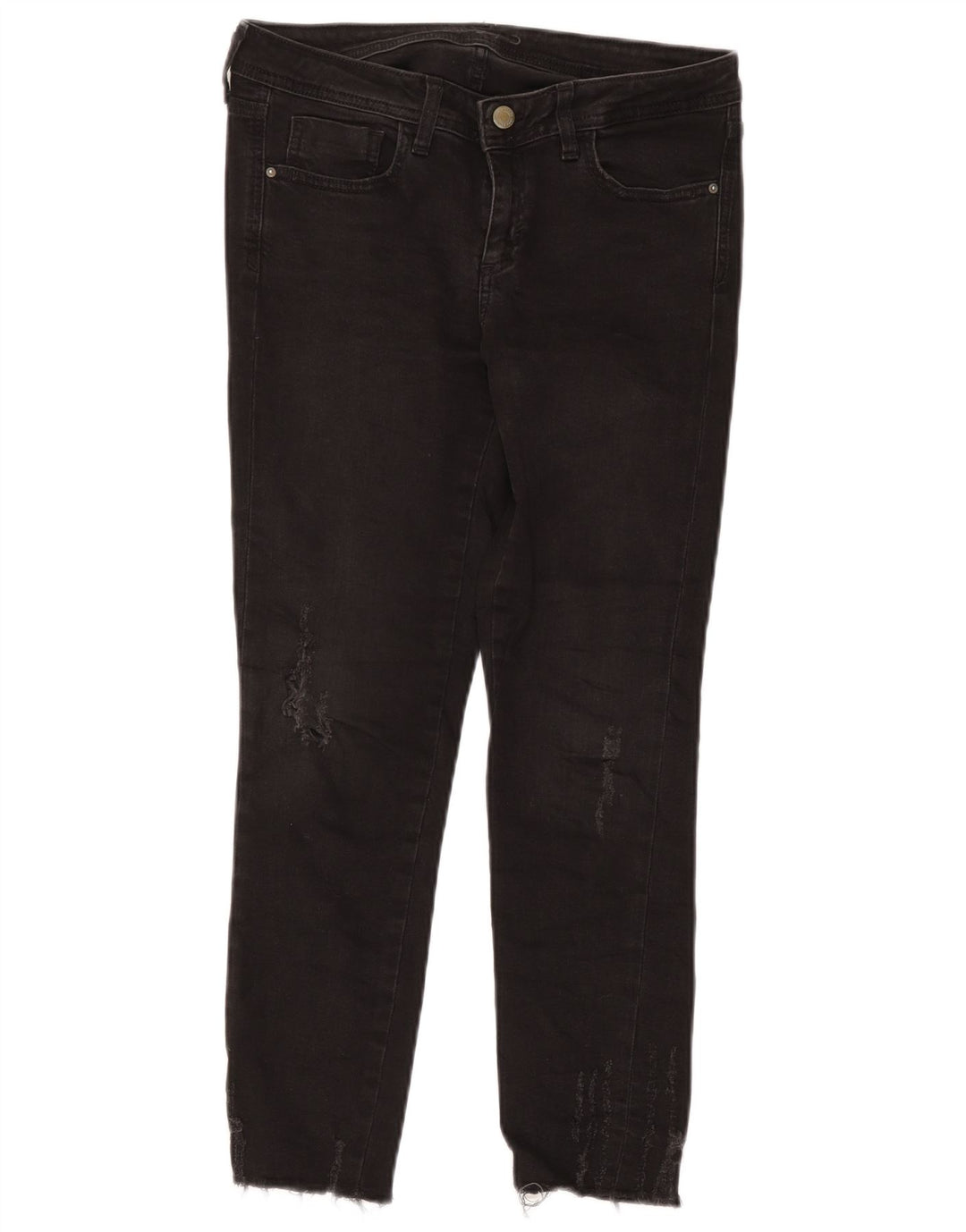 Zara Dame Distressed Slim Jeans EU 38 Small W28 L26 Black Bomuld