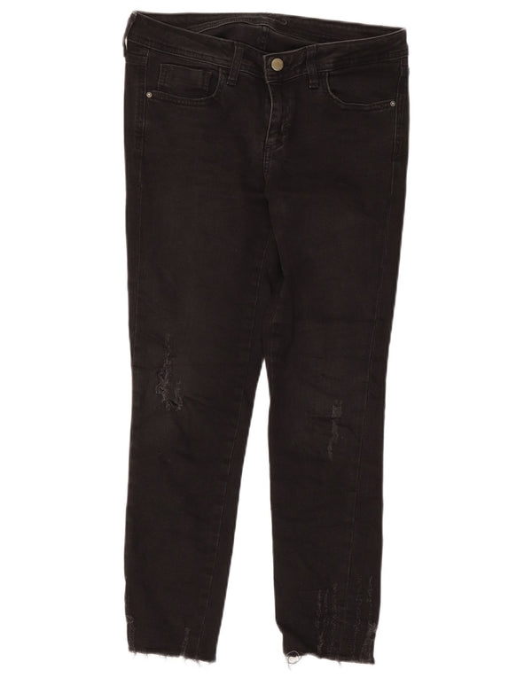 Zara Dame Distressed Slim Jeans EU 38 Small W28 L26 Black Bomuld