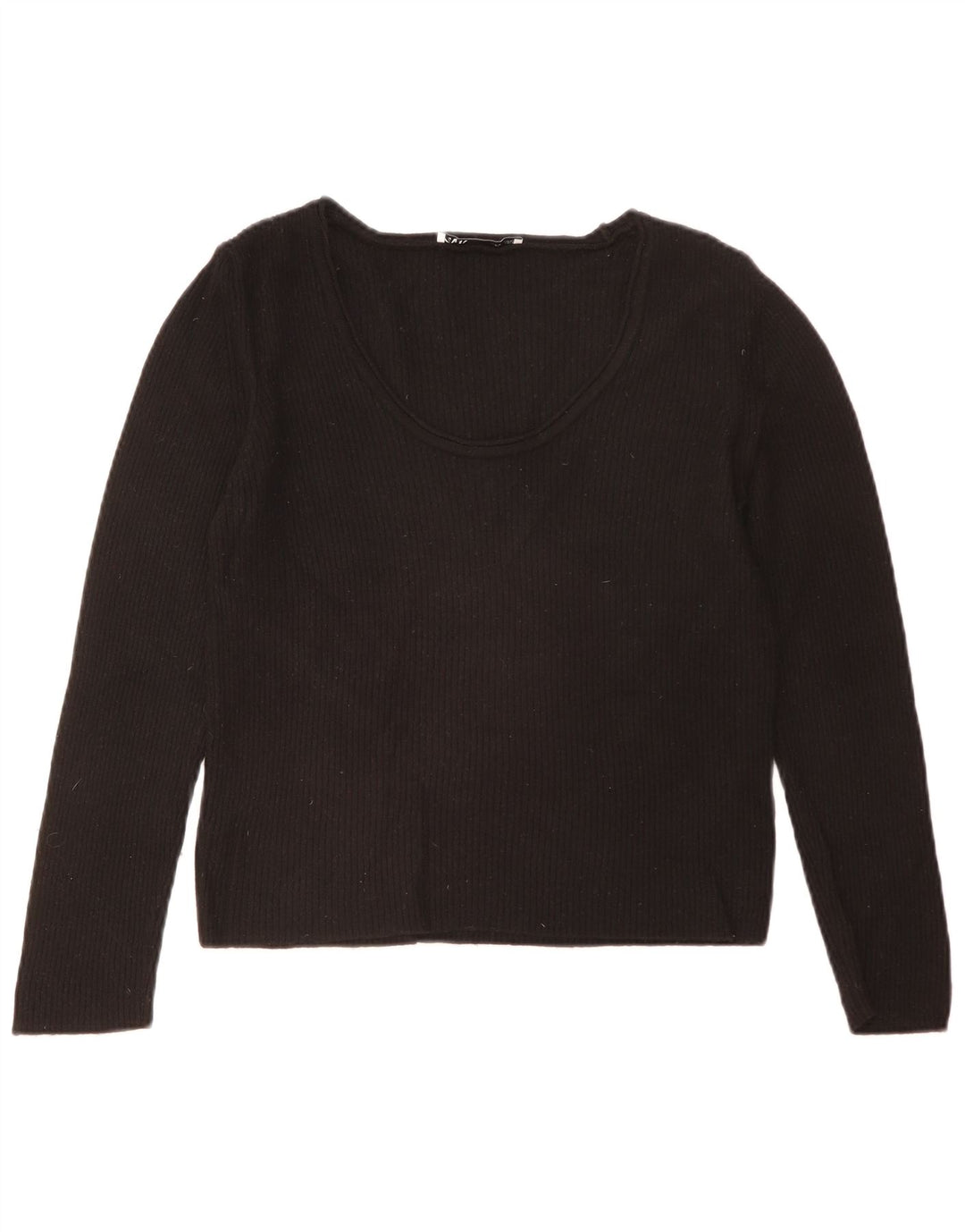 Zara Dame Top Langærmet UK 18 XL Sort Viscose