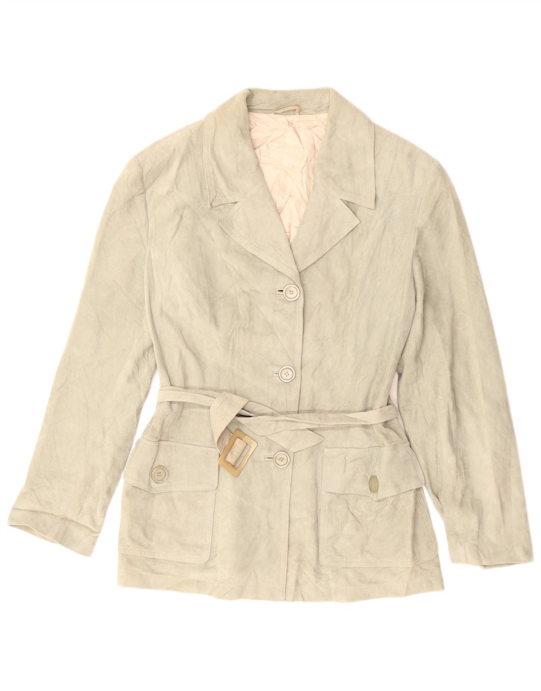 Pollini Dame 3-knaps Ruskind Blazer Jacket UK 14 Medium Green