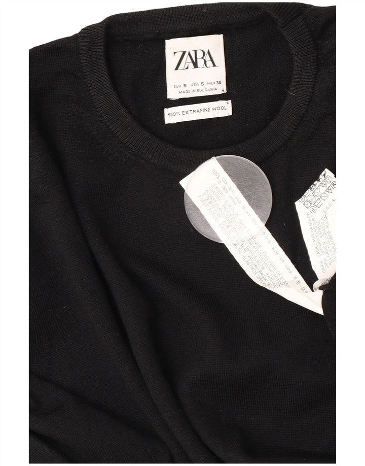 Zara Herre trøje med rund hals, lille sort uld
