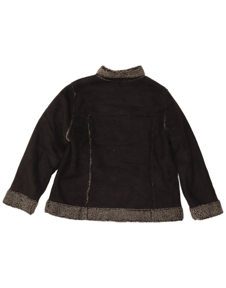 Marks & Spencer Sherpa-jakke til kvinder UK 18 XL Sort Polyester