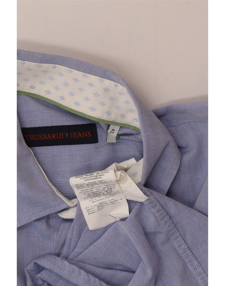 Trussardi herreskjorte str. 42 Large Blue Cotton