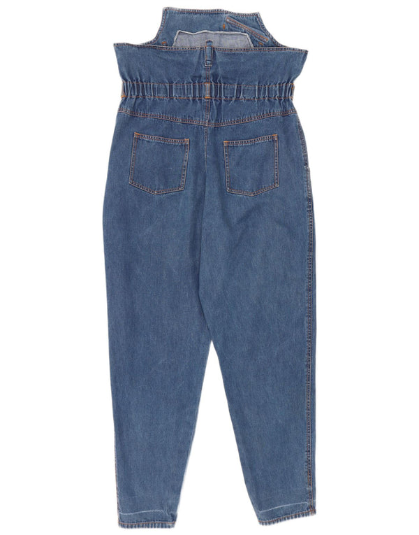 Vintage Kvinders High Rise Grafiske Tapered Jeans W34 L30 Blå Bomuld