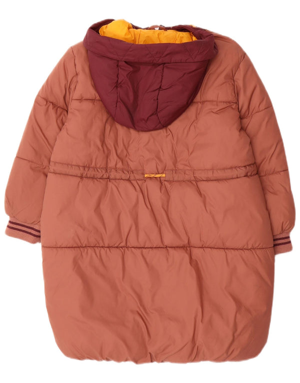 Zara Pige Polstret Hættejakke 8-9 År Brun Colourblock Polyamid