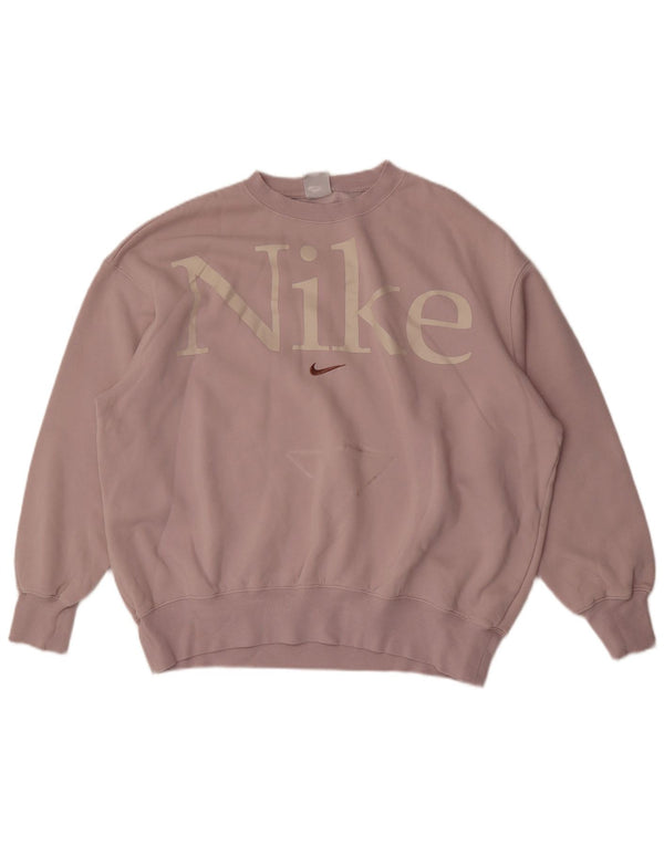 Nike Dame Grafisk Oversized Sweatshirt Jumper UK 14 Medium Lilla Bomuld