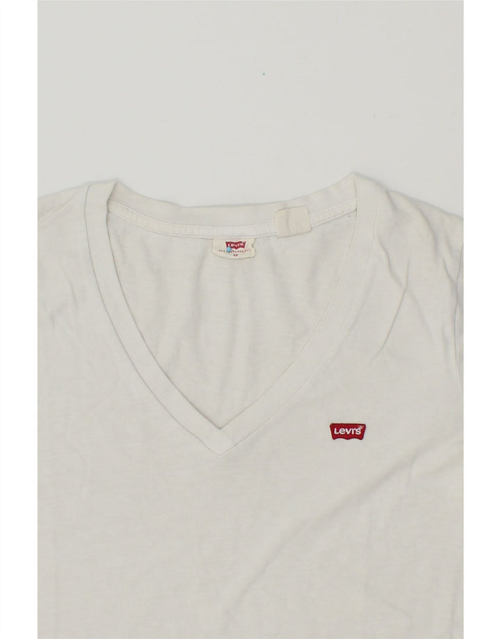 LEVI'S Womens T-Shirt Top UK 6 XS White Cotton Vintage Levi's and Second-Hand Levi's from Messina Hembry 