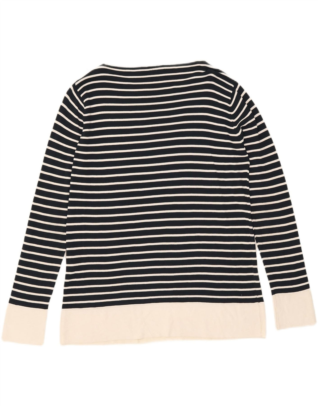 Max Mara Dame Top Langærmet UK 16 Stor Marineblå Stribet
