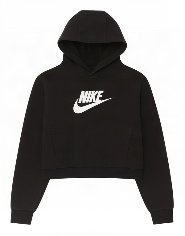 Nike piger grafisk crop hættetrøje trøje 10-11 år medium sort bomuld