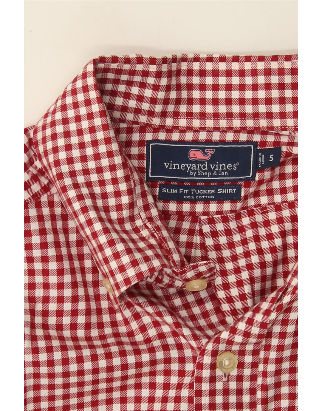 Vineyard Vines Herre Slim Fit Flanellskjorte Lille Rød Gingham Bomuld